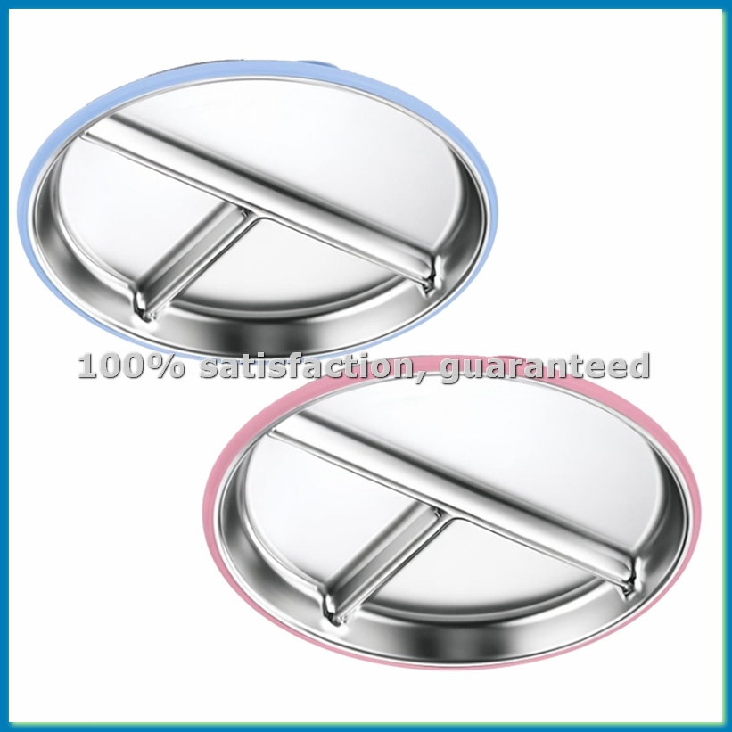 Plate Suction Toddler - 2PCS 스테인리스 스틸 어린이 접시 9인치