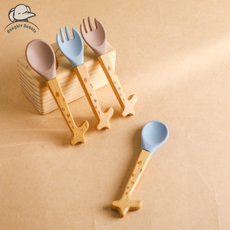 Baby Food Organic - 2PCS 아기 대나무 포크 실리콘 나무