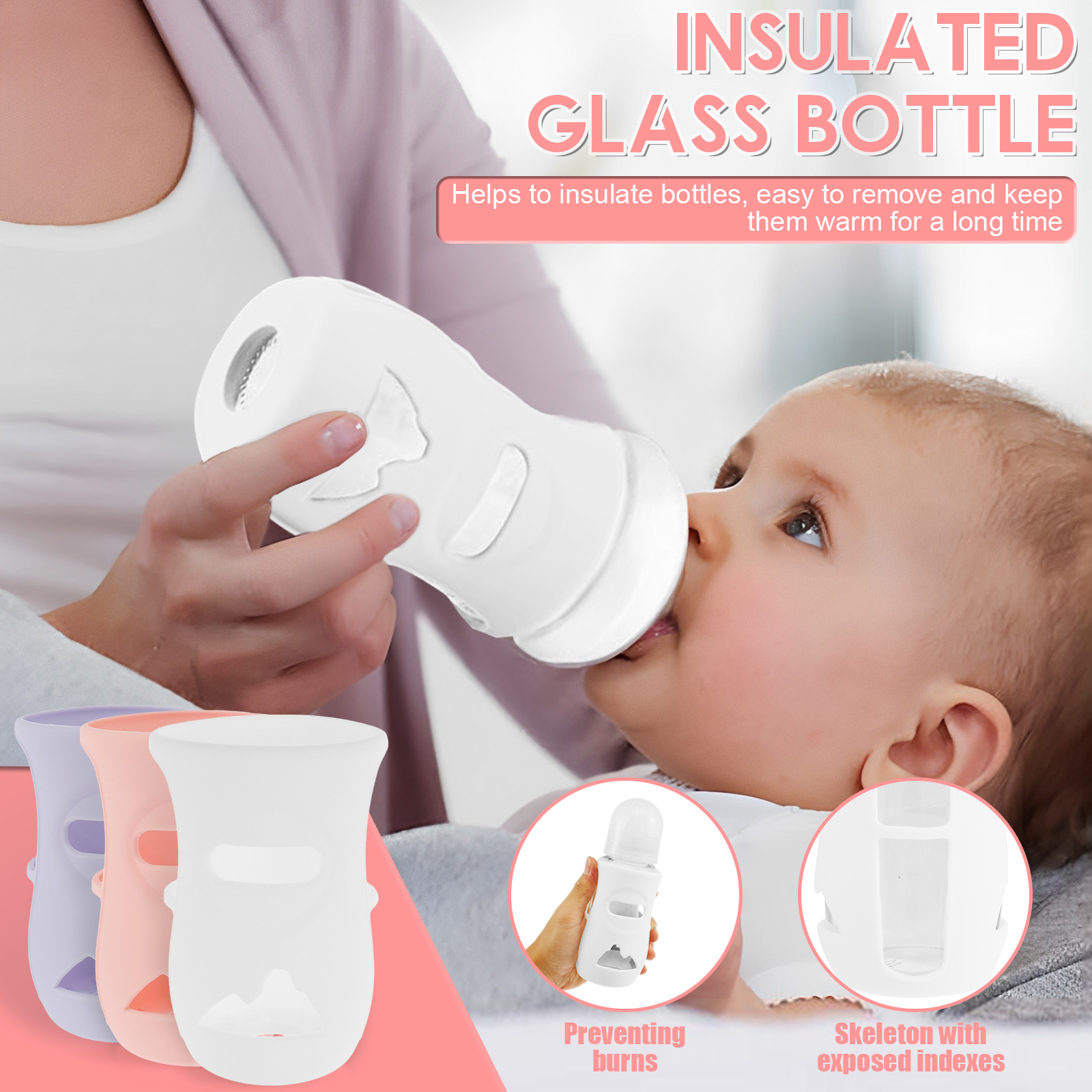 실리콘 슬리브 실리콘 아기 병 커버 절연 유리 병 AV - Baby Food Glass 리뷰 및 가격